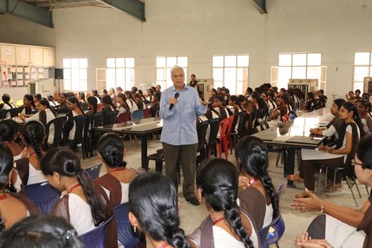 Chakrapani interacting with students